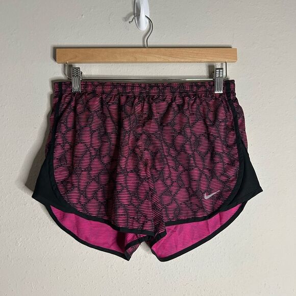 Nike Women's Dri Fit Pink and Black Running Shorts - Picture 1 of 14